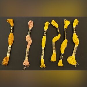 DMC Embroidery Floss Skeins in Pale Pink & Bright Yellow New